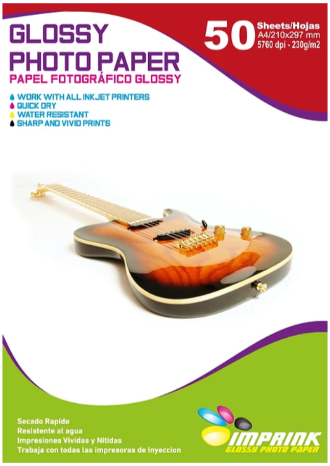 PAPEL FOTOGRAFICO GLOSSY A4 230 GRS